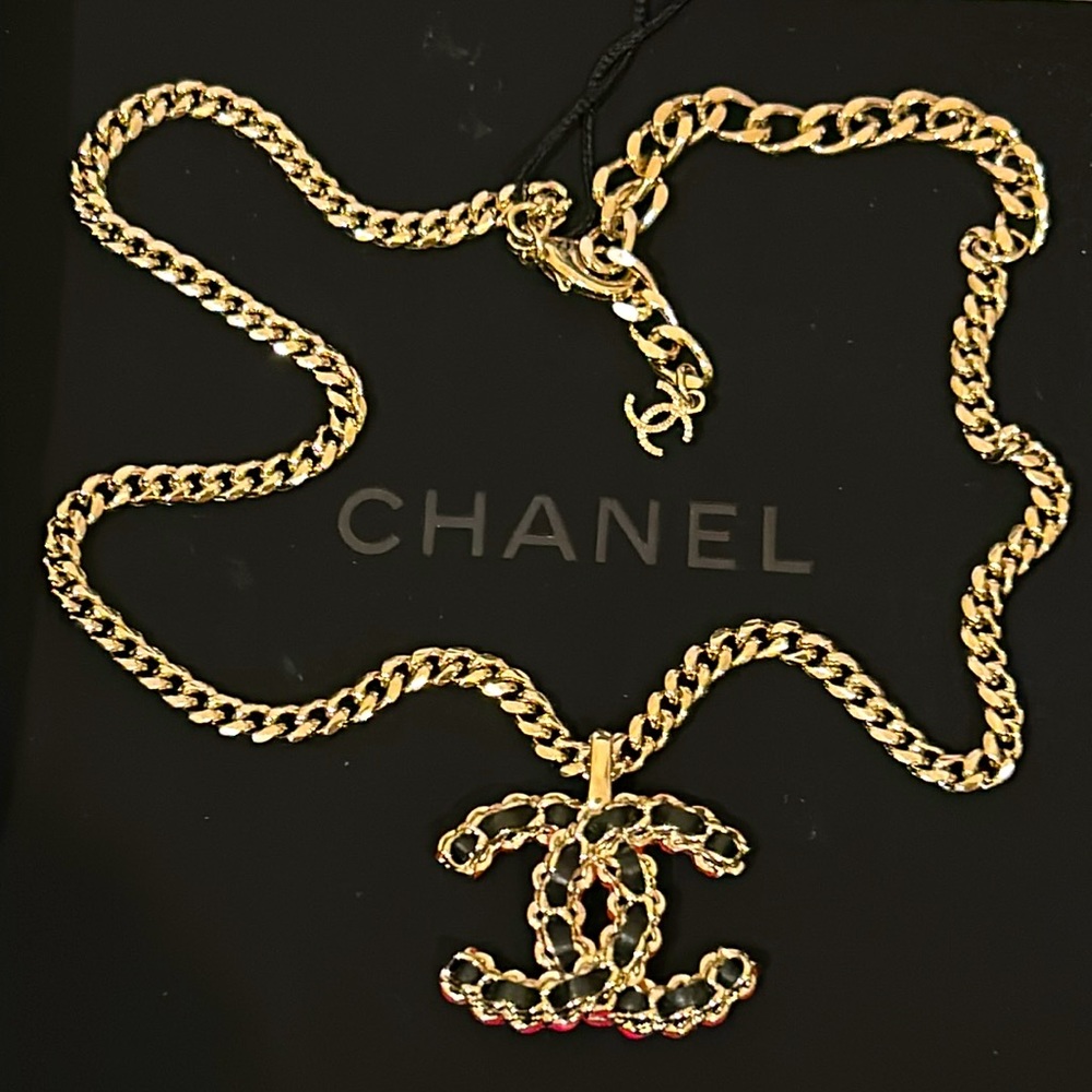 Chanel CC Leather Pendant Necklace 23B
